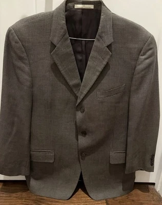 Blazer Joseph Abboud Lana Marrón Gris Micro-Pata de Gallo 42 Corto Foto 1 de 4