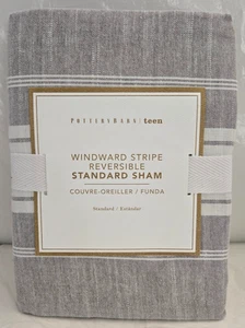Pottery Barn Teen Windward Streifen wendbar Standard 1-Scham 20" x 26" hellgrau - Bild 1 von 2