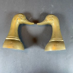 Par de sujetalibros vintage de latón con cabeza de pato de 5,5" de alto decorativos coleccionables - Imagen 1 de 7