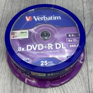Verbatim Printable Dual Layer DVD+R 8x DL Double Blank Discs 8.5GB x25 Pack New - Picture 1 of 13