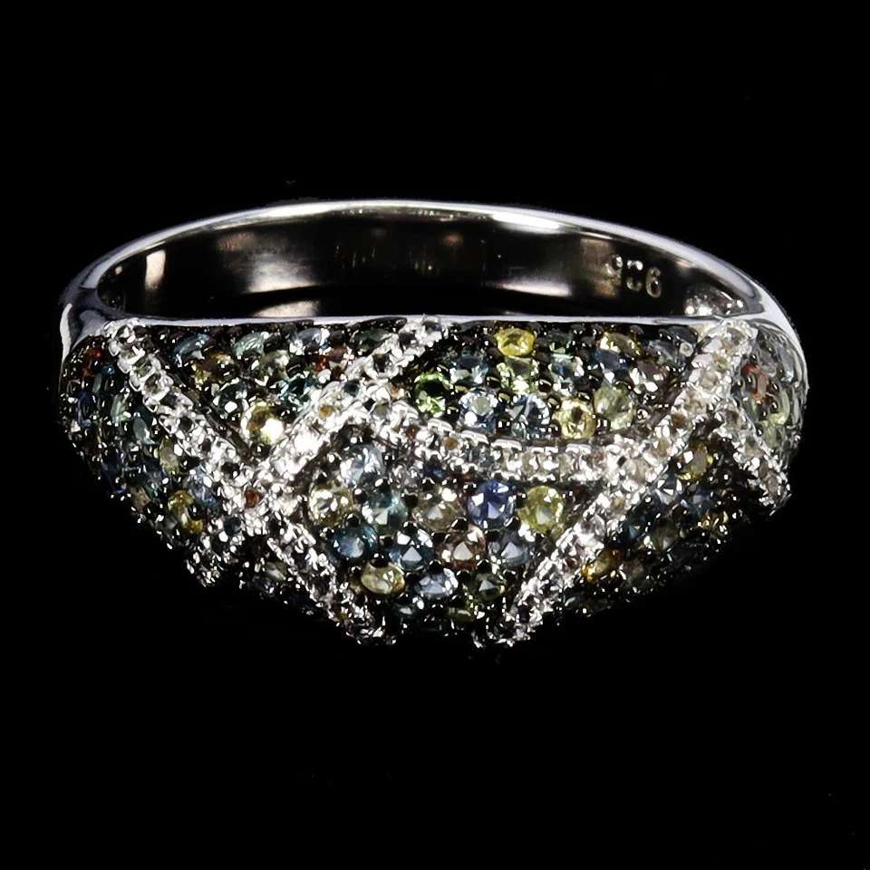 Anillo de plata de ley 925 zafiro redondo corte diamante topacio piedras preciosas joyería talla 7 Foto 1 de 4