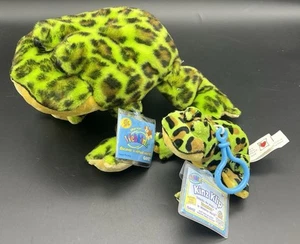 Set of Webkinz Bullfrog & Kinz Klip Baby Bullfrog + Codes Plush Stuffed Animals - Picture 1 of 5