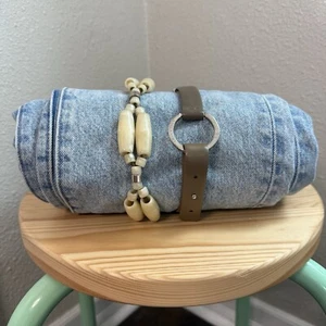 Adrienne Vittadini Beaded Leather Boho Indie Layering Belt - Beige Green Wms M - Picture 1 of 11