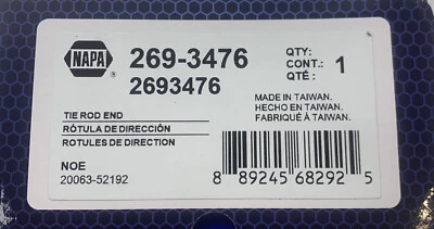 NAPA Steering Tie Rod End P/N:ES80786 269-3476 Foto 1 de 2