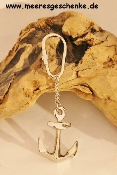 SEA-CLUB Maritimer Schlüsselanhänger als Anker silber ca. 11 cm Messing vernickelt