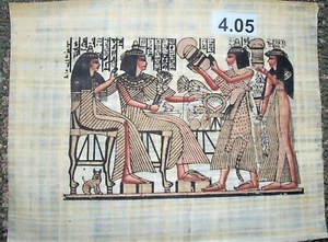 Egyptian Papyrus 30 x 40cm* Party and the Cat * B-4.5* Additional Save $6.00 - Picture 1 of 3