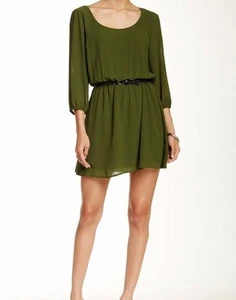 Vestido informal bohemio Want & Need verde celosía manga 3/4 largo, talla mediana - Imagen 1 de 4