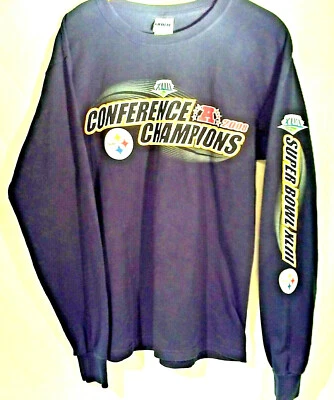 Gildan T 恤男式 M 超级碗 XLIII Conf A Champs '08 NFL 钢人队 Blk 棉 GUC — 第 1/3 张图片