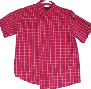 Billabong Shirt Men's Large Red Black White Plaid Short Sleeve Button Up - Picture 1 of 7