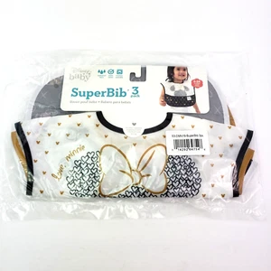 Disney Bebé Minnie Mouse Talla 6-24 Meses Negro Dorado Impermeable SuperBib Baberos Paquete de 3 - Imagen 1 de 3