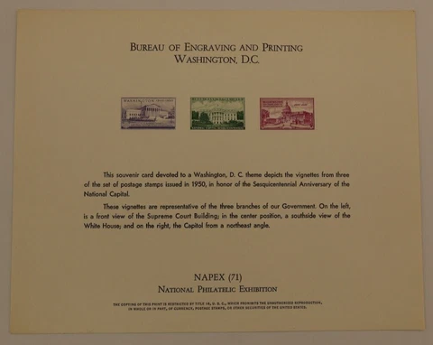 Engraved Reproduction Souvenir Card NAPEX Washington D.C. Philatelic Exhibition Cover