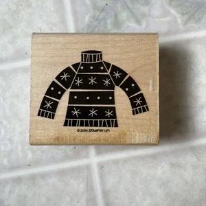 Stampin' Up! Rollkragen Pullover Schneeflocken Winter 2004 Stempel Holz - Bild 1 von 4