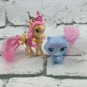 Palace Pets Lot Of 2 Belle’s Pony Cinderellas Cat Kitten Blue Yellow