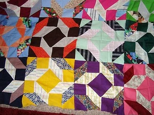 Vintage Crazy Quilt Top ca. 86" mal 80" unbenutztes antikes Quilt-Top  - Bild 1 von 9