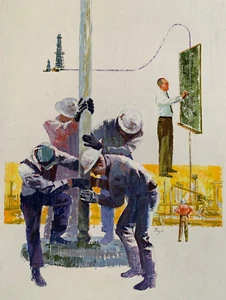 NEIL BOYLE Original Painting Advertising Illustration oil and gas Industry 60s - Picture 1 of 14