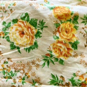 Vintage Simpsons Sears Floral Flower Yellow Orange (1) Twin Fitted Sheet Canada - Picture 1 of 4