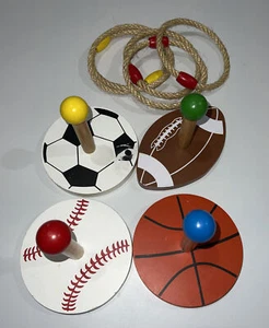 Sports Ring Toss Game - Outdoor Recreation  Basketball Football Baseball Soccer - Picture 1 of 5