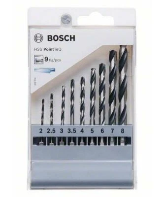 Bosch HSS-Spiralbohrer PointTeQ mit Sechskantschaft 9-teiliges Set von 2,0 bis 8 - Bild 1 von 4