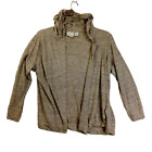 Cynthia Rowley Womens Hooded Linen Cardigan XL Brown Open Front Tunic Sweater