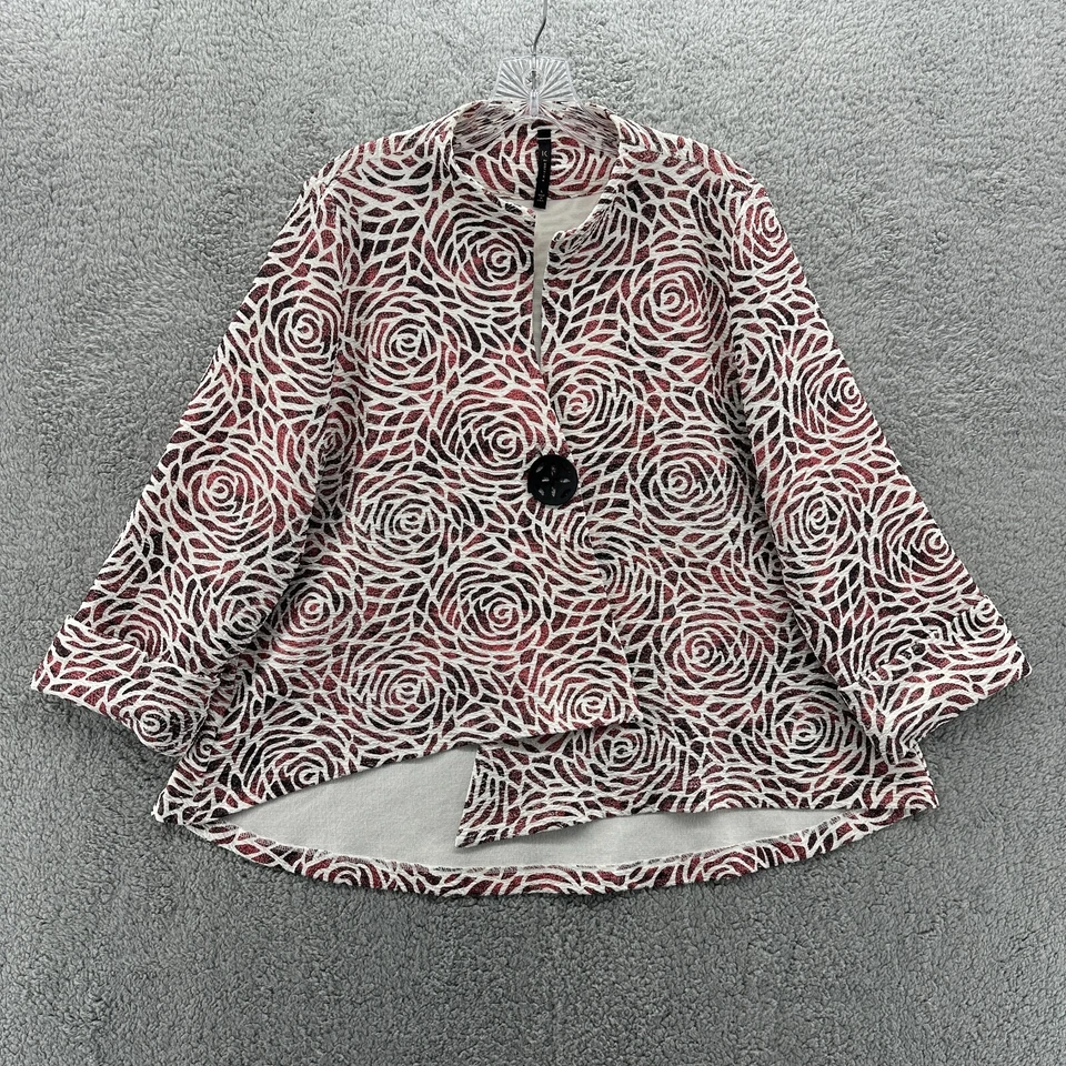 Chaqueta IC Connie K Mujer Grande L Rojo Crema Floral Artística Manga 3/4 Chaqueta Foto 1 de 4