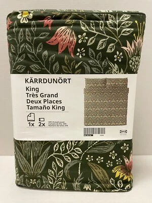 Ikea KARRDUNORT King Duvet cover and pillowcase(s) dark green/multicolor - NEW - Image 1 of 2