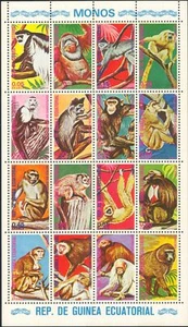 Equatorial Guinea 1975 Monkeys/Apes/Primates/Animals/Nature 16v sht (n13769) - Picture 1 of 1