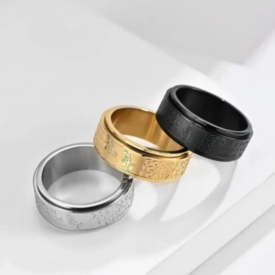 Authentic 316L Stainless Steel 8mm "Serenity Prayer" Motivational Rotate Ring - Image 1 of 4