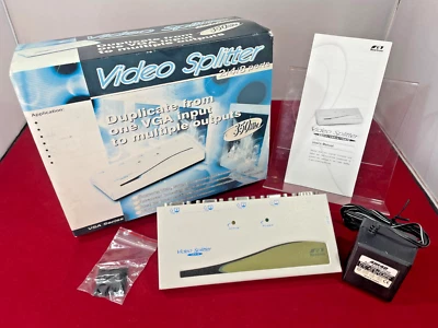 New Boxed 4port Video Splitter supports VGA, SVGA 350Mhz Rextron VSA14 VAT Incl. - Image 1 of 4
