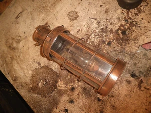 Enclosed MINI oil Lantern 5" tall inside 11" outside made japan antiqued finish - Picture 1 of 8