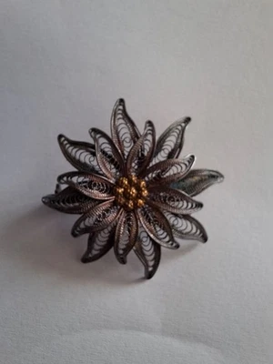 spilla artigianato ampezzano in filigrana d'argento - Immagine 1 di 3