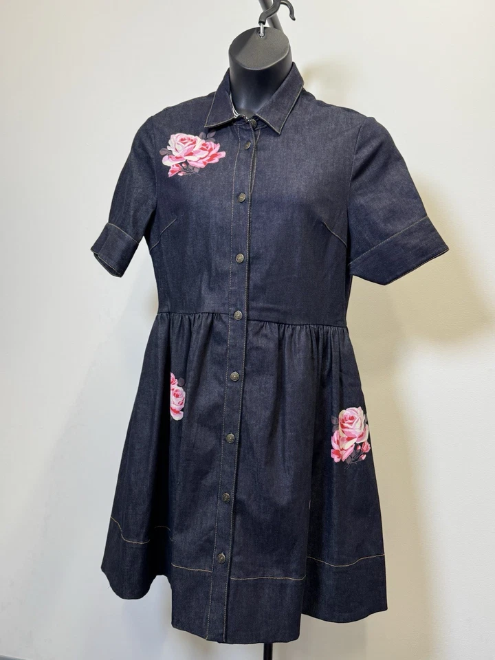 Vestido Kate Spade New York Denim Abotonado 14 Broome Street Roses Nuevo sin Etiquetas Foto 1 de 4