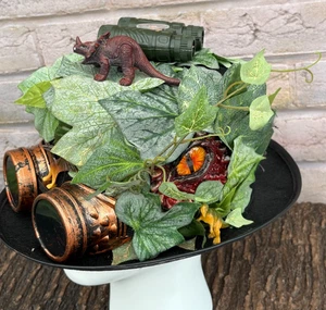 Black Dinosaur Steampunk Top Hat Goggles Binoculars Eye Leaves 57cm (35) - Picture 1 of 8