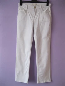 M&S Per Una Jeans 12 white stretch denim 32W, 29" straight leg, diamante trim - Picture 1 of 6