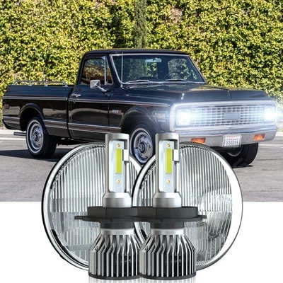 Par de faros LED redondos de 7 pulgadas alto-bajo para Chevrolet C10 Panel 1964 1966 Foto 1 de 4