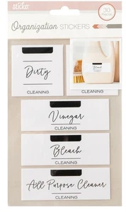 30pc White Cleaning Organization Flat Stickers by Sticko, BRAND NEW - Picture 1 of 4