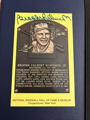 Brooks Robinson Signed Gold Hall Of Fame Postcard - Baltimore Orioles - Image 1 of 2