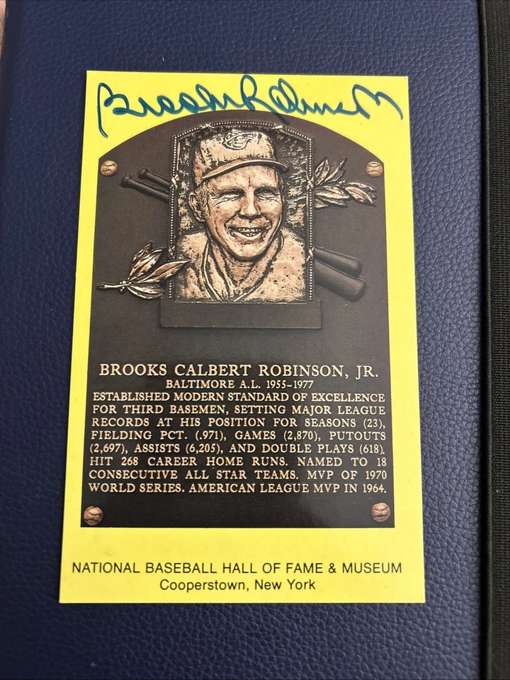 Brooks Robinson Signed Gold Hall Of Fame Postcard - Baltimore Orioles - Image 1 of 2