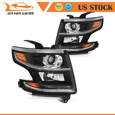 For 2015-2020 Chevy Suburban Pair Projector Headlights Assembly Black Housing — 第 1/4 张图片