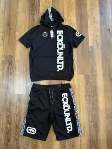 Neu mit Etikett Echo Unltd Pullover Kapuze Kurzarmshirt Herren L schwarz mit Shorts XL - Bild 1 von 17
