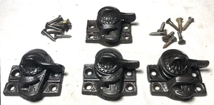 Antikes Fensterschloss Flügel Gusseisen Vintage Eastlake viktorianische Beschläge 4-teilig #i57 - Bild 1 von 5