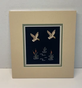 1980's Moose Hair Tufting Geese Picture - Picture 1 of 2