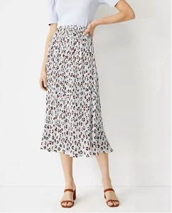 Falda midi plisada con estampado animal de Ann Taylor XS Petite nueva con etiquetas - Imagen 1 de 8