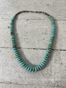 Collar Turquesa Pulida Graduada Nativa Americana Vintage Años 60 - Imagen 1 de 10