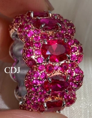 Anillo de plata 925 con banda de cóctel de zafiro rubí creado en laboratorio para regalo de cumpleaños para hombre Foto 1 de 4