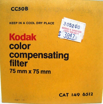 New No. CC50B Kodak Wratten Gelatin Filter 75 mm x 75 mm 3 x 3 Catalog #1496512 - Image 1 of 2