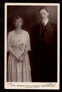 1921 Echtfoto Prinzessin Mary & Viscount Lascelles Verlobung Königtum UK Postkarte - Bild 1 von 1