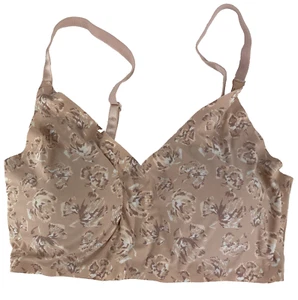 Adrienne Vittadini Studio Reggiseno Bralette M Beige Raso Botanico Pullover Imbottito - Foto 1 di 3