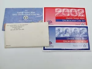 4 Uncirculated Mint Sets 1972 1991 2002 Coins Denver Philadelphia San Francisco - Picture 1 of 10