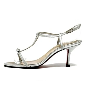 Auténticas sandalias CHRISTIAN LOUBOUTIN - de cuero plateado para mujer - Imagen 1 de 6