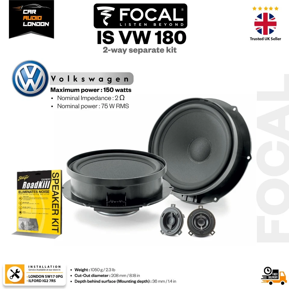 Focal ISVW180 180mm 2-Way Component Speakers Plug & Play Car Audio 75W Upgrade - Image 1 of 4
